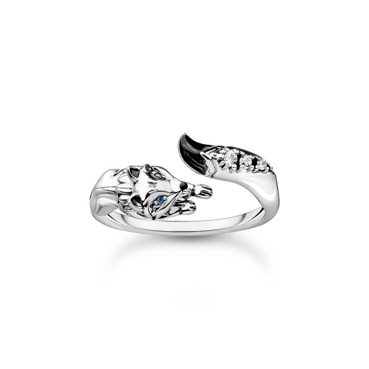 Thomas Sabo Charm Club Sterling Silver Fox White Stones Ring - 50