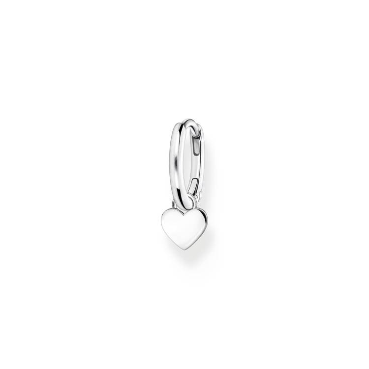 Thomas Sabo Charm Club Sterling Silver Heart Pendant Single Hoop Earring - Silver
