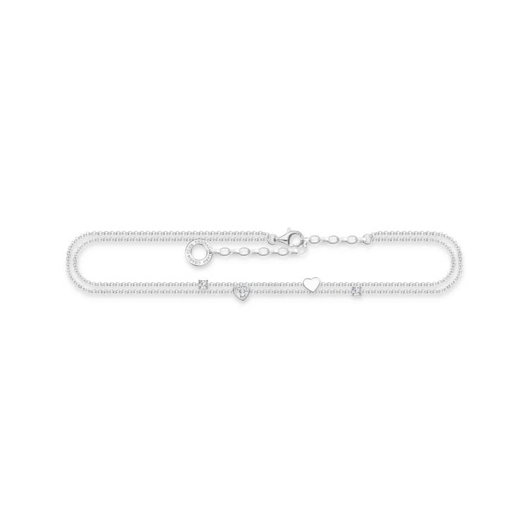 Thomas Sabo Charm Club Sterling Silver Hearts Anklet - Silver