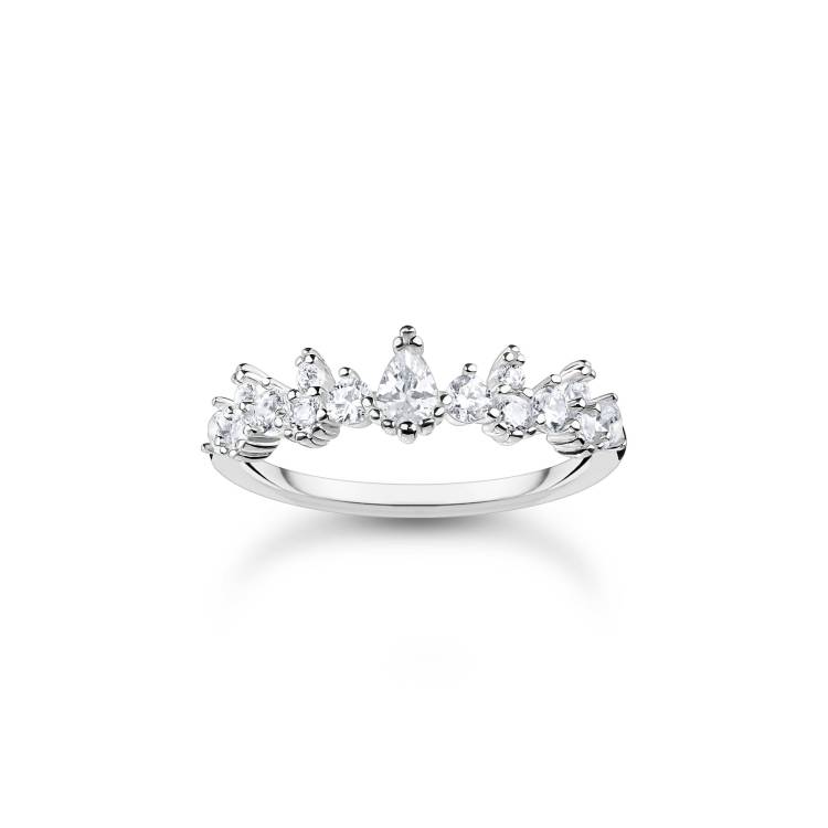 Thomas Sabo Charm Club Sterling Silver Ice Crystals Ring - 52