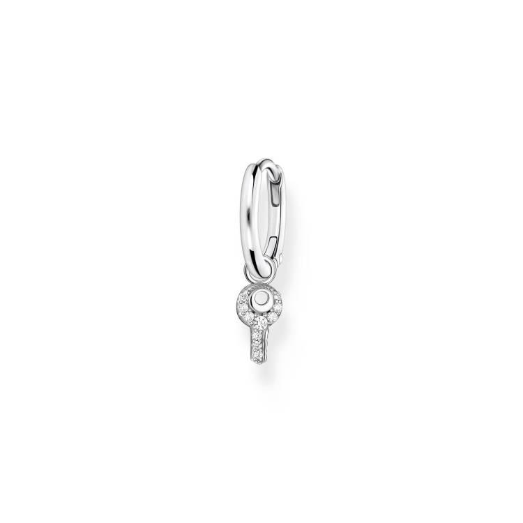 Thomas Sabo Charm Club Sterling Silver Key Pendant Hoop Earring - Silver
