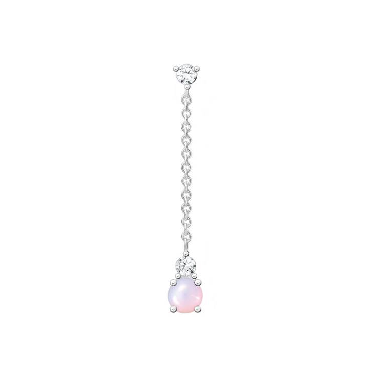 Thomas Sabo Charm Club Sterling Silver Opal Coloured Pink Stone Single Drop Earring - Silver