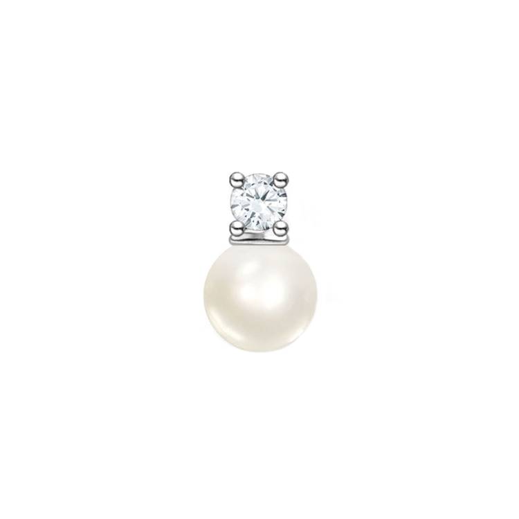 Thomas Sabo Charm Club Sterling Silver Pearl and White Stone Single Stud Earring - Silver