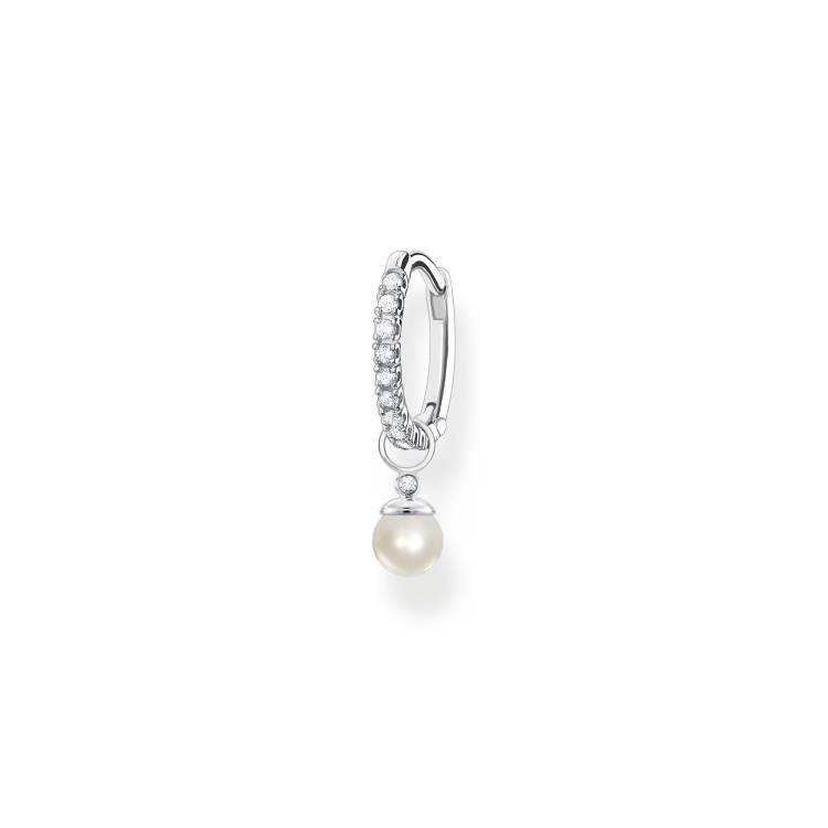 Thomas Sabo Charm Club Sterling Silver Pearl Pendant Hoop Earring - Silver