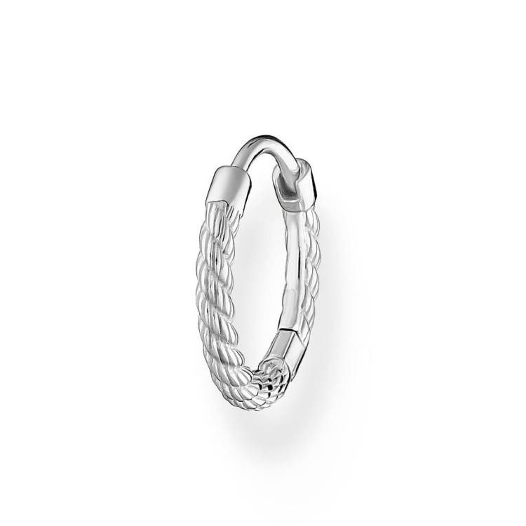 Thomas Sabo Charm Club Sterling Silver Rope Single Hoop Earring - Silver