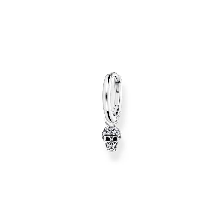 Thomas Sabo Charm Club Sterling Silver Skull Pendant Hoop Earring - Silver