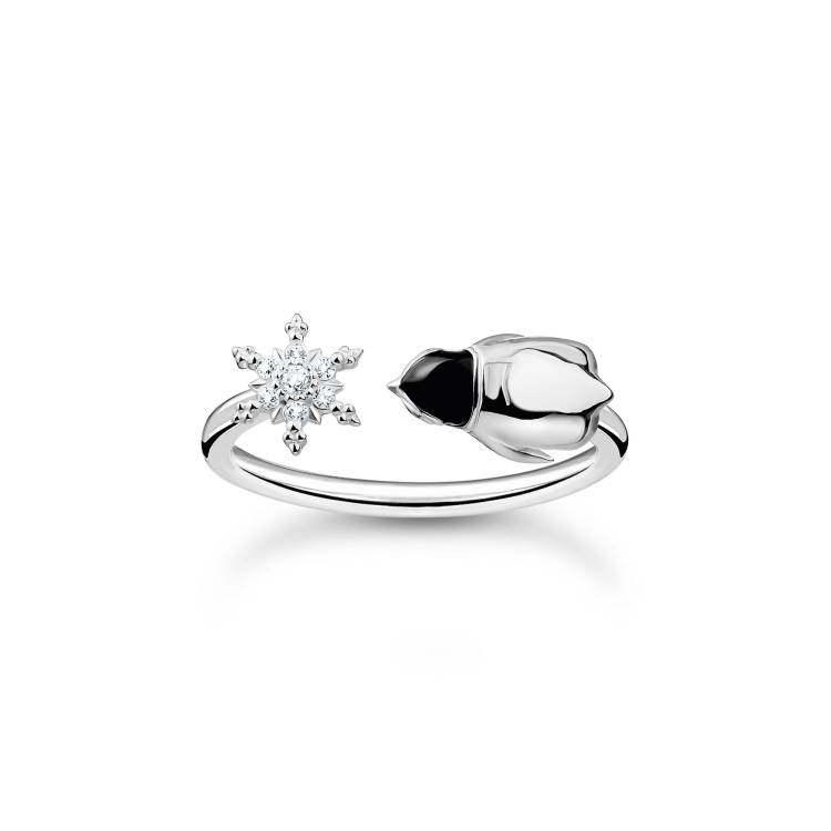 Thomas Sabo Charm Club Sterling Silver Snowflakes and Penguin Ring - 48