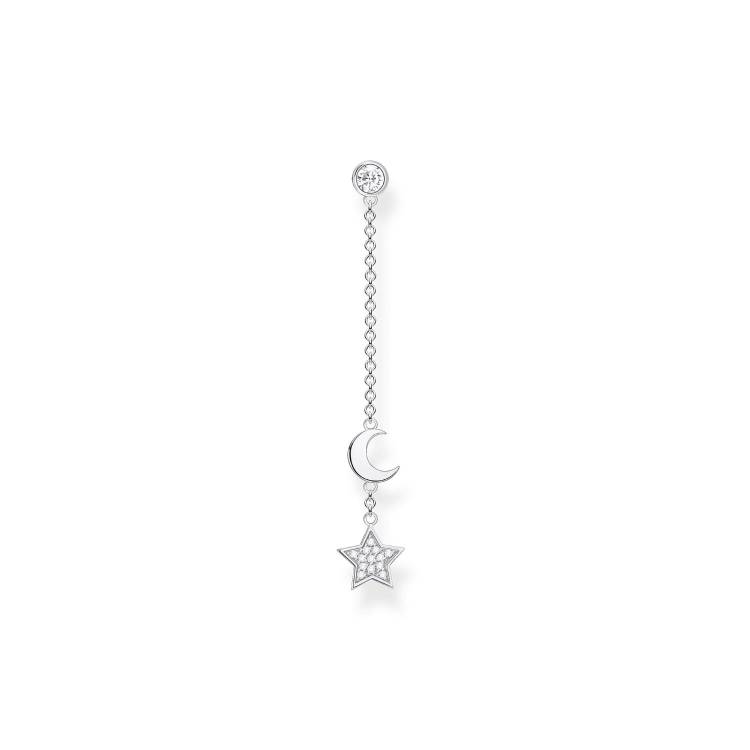 Thomas Sabo Charm Club Sterling Silver Star and Moon Single Drop Earring - Silver