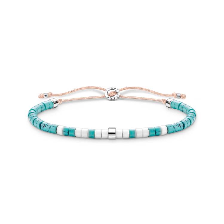 Thomas Sabo Charm Club Sterling Silver Turquoise Stones Bracelet - Silver