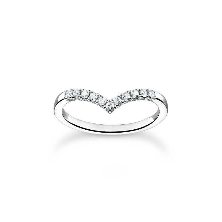Thomas Sabo Charm Club Sterling Silver V-Shape Ring - 58