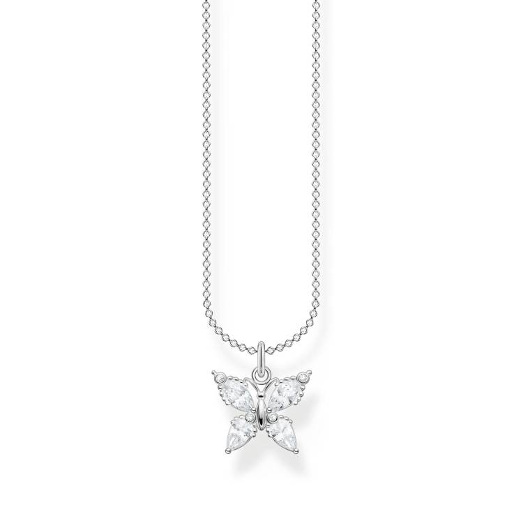 Thomas Sabo Charm Club Sterling Silver White CZ Butterfly Necklace