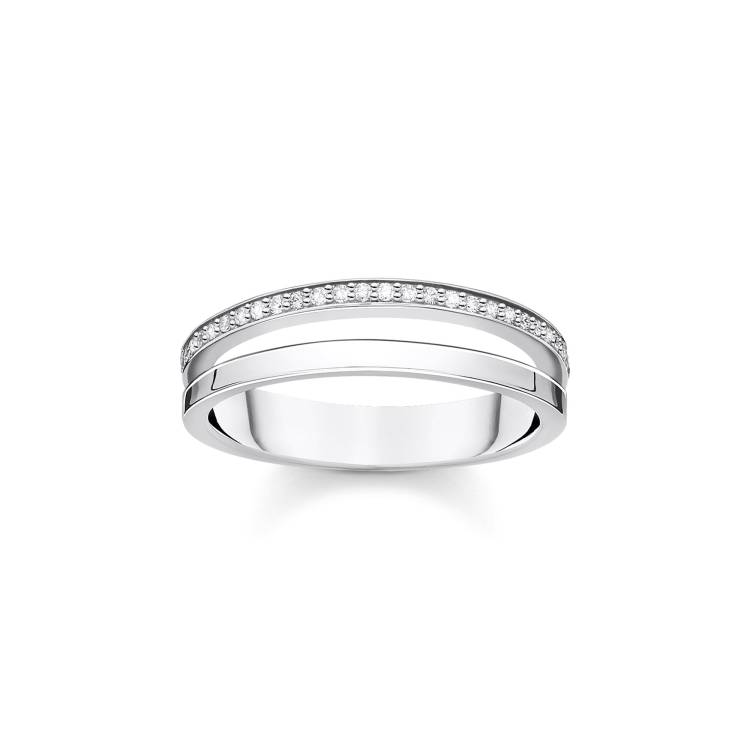 Thomas Sabo Charm Club Sterling Silver White CZ Open Ring - 48