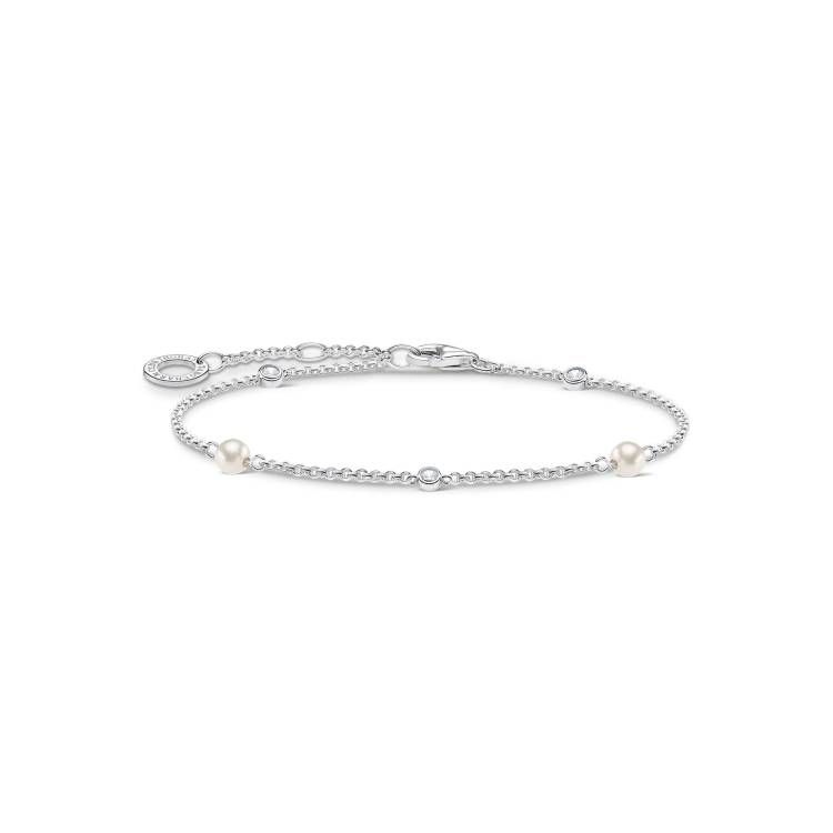 Thomas Sabo Charm Club Sterling Silver White Pearl CZ Bracelet