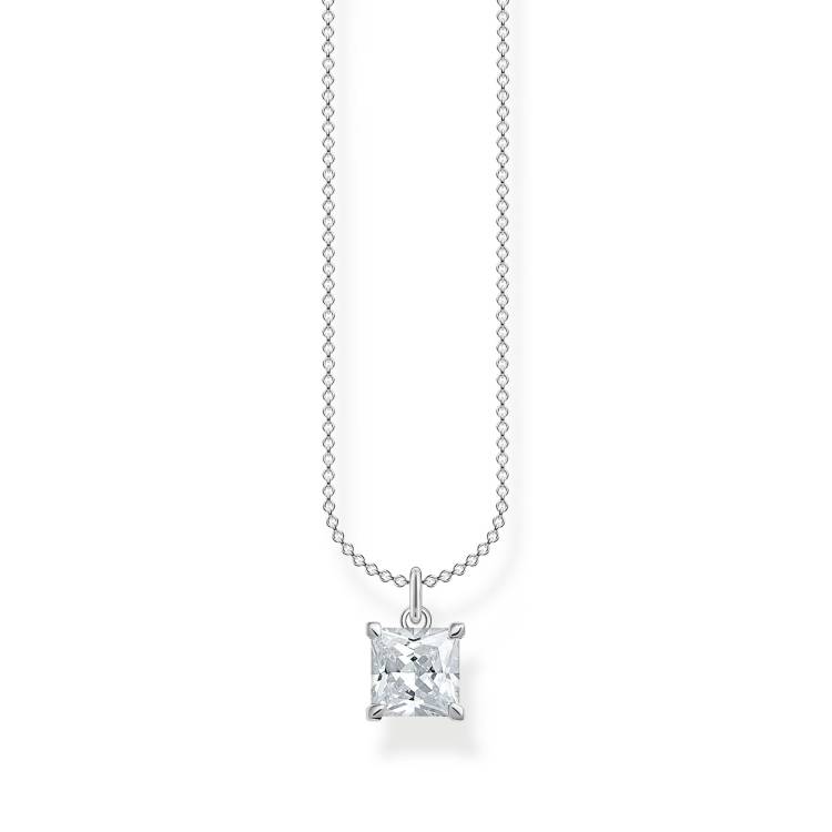 Thomas Sabo Charm Club Sterling Silver White Stone Necklace - Silver