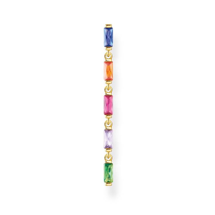 Thomas Sabo Charm Club Yellow Gold Plated Sterling Silver Colourful Stones Single Drop Earring - Silver