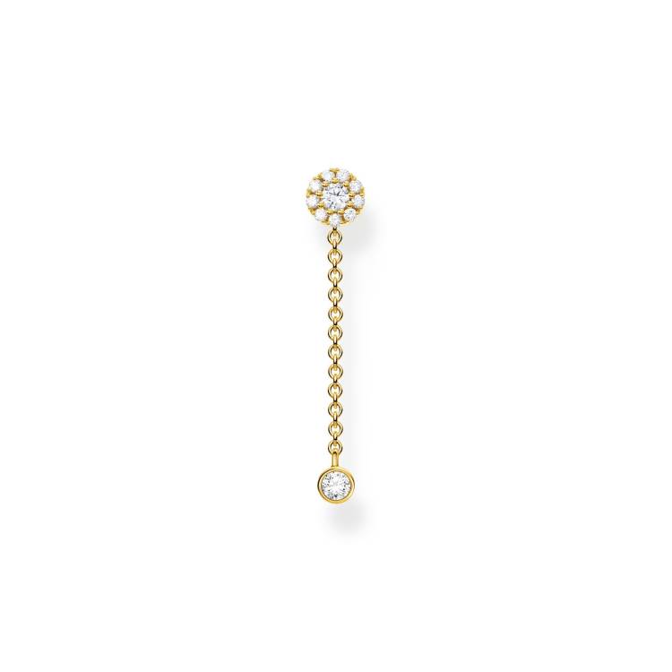 Thomas Sabo Charm Club Yellow Gold Plated Sterling Silver Pendant Stone Long Earring - Silver