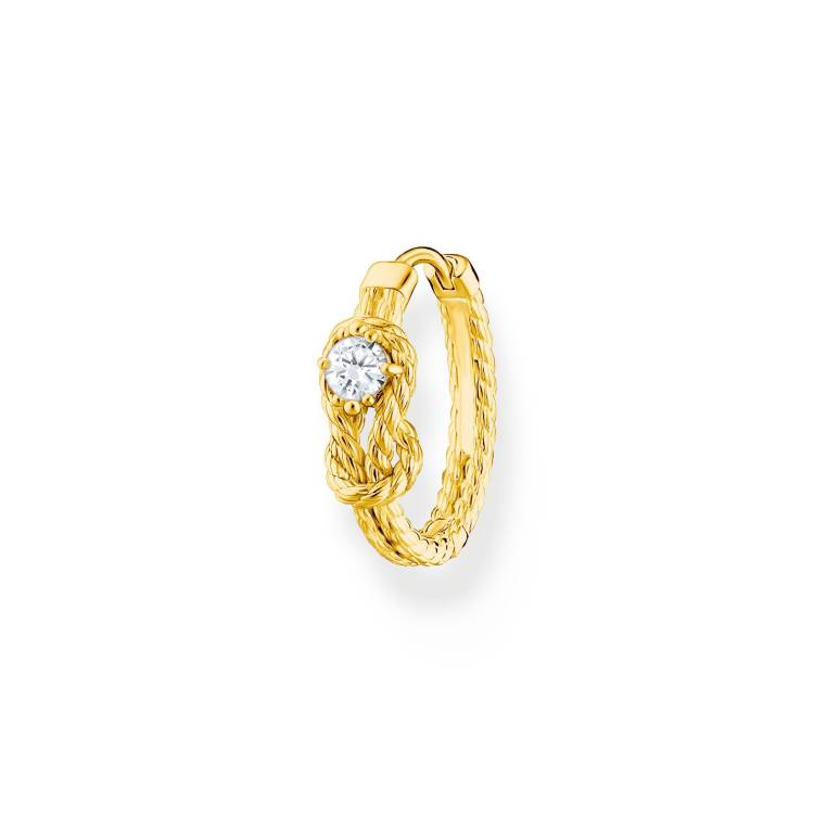 Thomas Sabo Charm Club Yellow Gold Plated Sterling Silver Rope Knot Hoop Earring - Silver