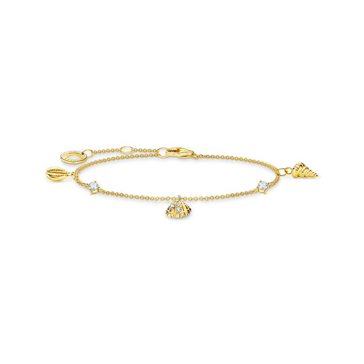 Thomas Sabo Charm Club Yellow Gold Plated Sterling Silver Shells Bracelet - Silver