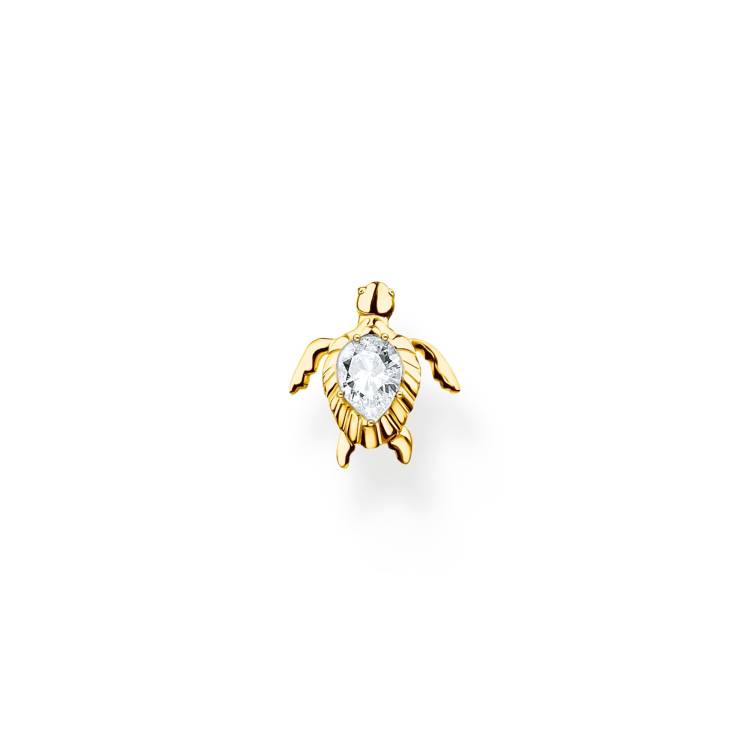 Thomas Sabo Charm Club Yellow Gold Plated Sterling Silver Turtle Single Ear Stud - Silver