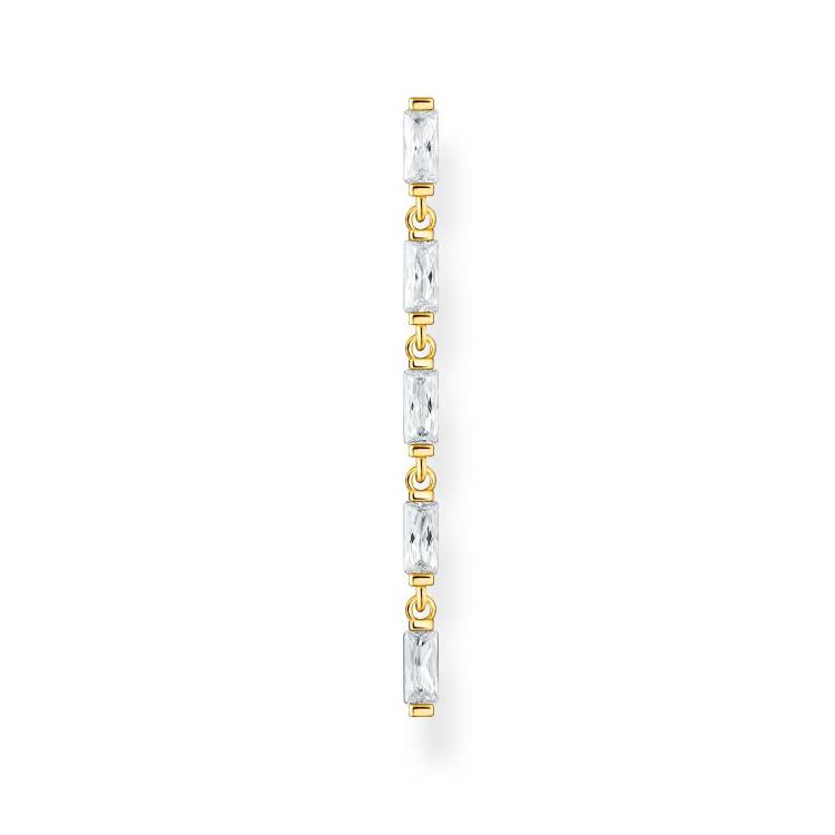 Thomas Sabo Charm Club Yellow Gold Plated Sterling Silver White Stones Single Drop Earring - Silver