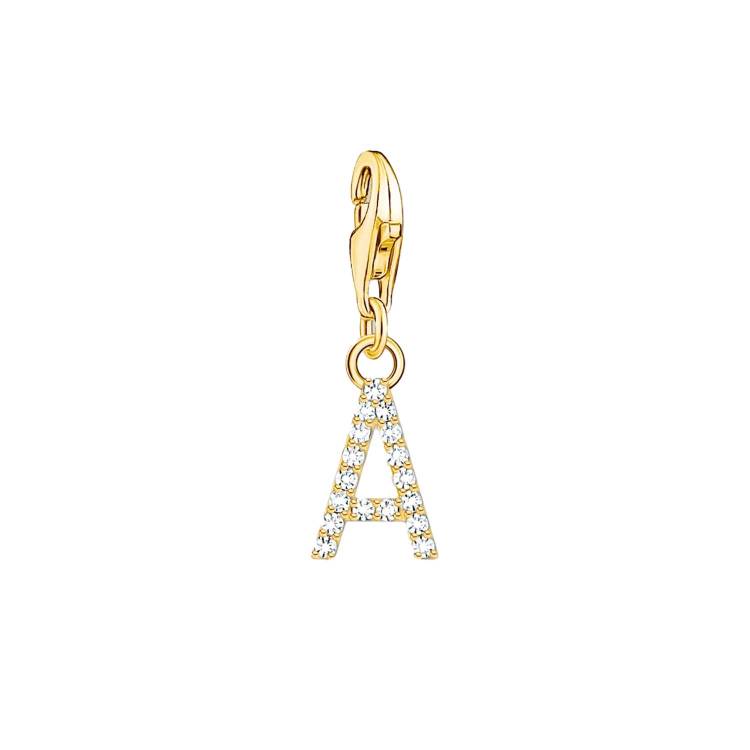 Thomas Sabo Charmista Gold Plated Sterling Silver Letter A Charm Pendant