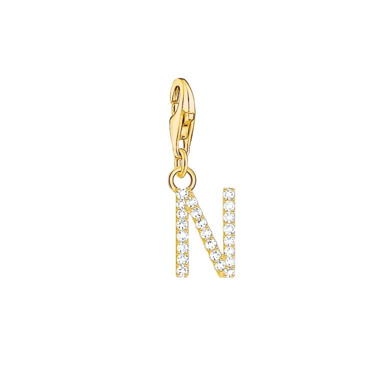 Thomas Sabo Charmista Gold Plated Sterling Silver Letter N Charm Pendant