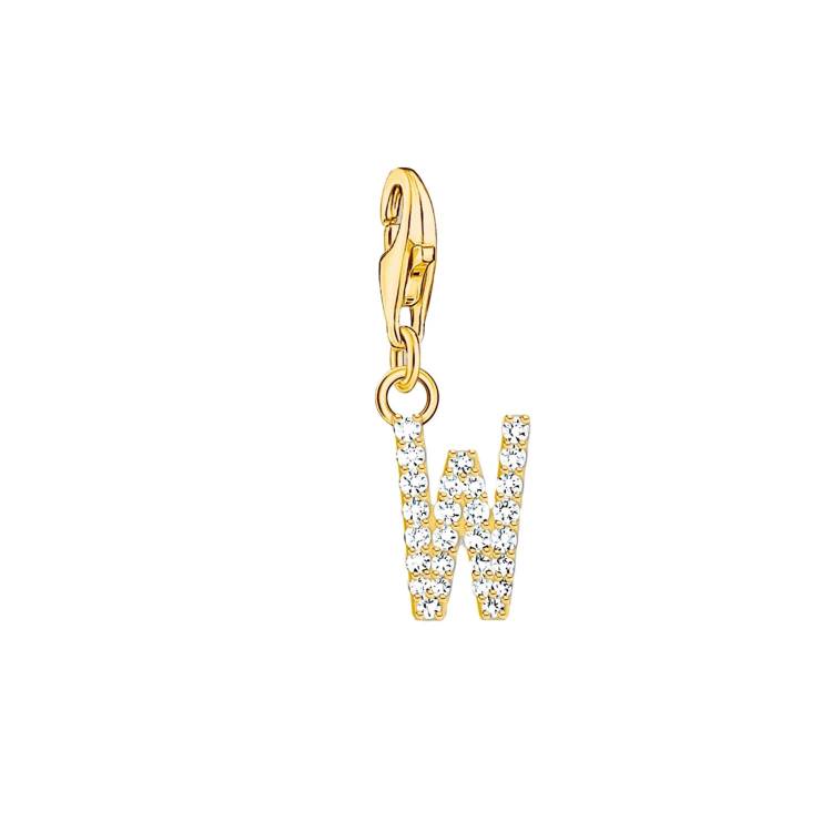 Thomas Sabo Charmista Gold Plated Sterling Silver Letter W Charm Pendant