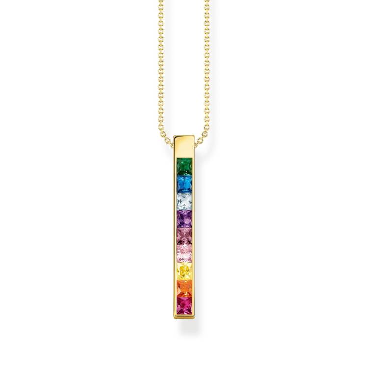 Thomas Sabo Gold Plated Sterling Silver Colourful Stone Necklace - Silver