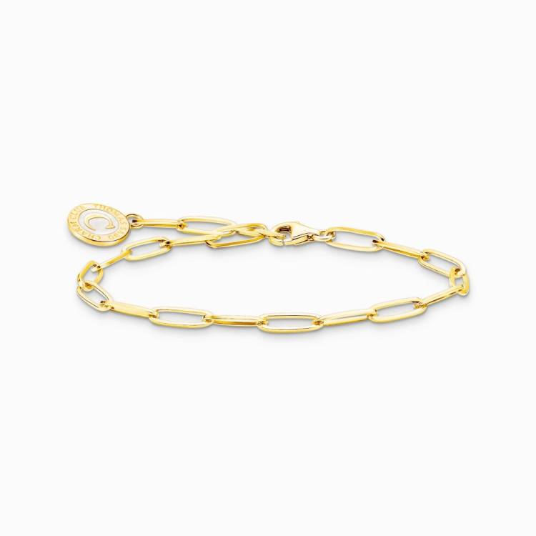 Thomas Sabo Gold Plated Sterling Silver Charmista Member Charm Bracelet with White Coin - 19cm