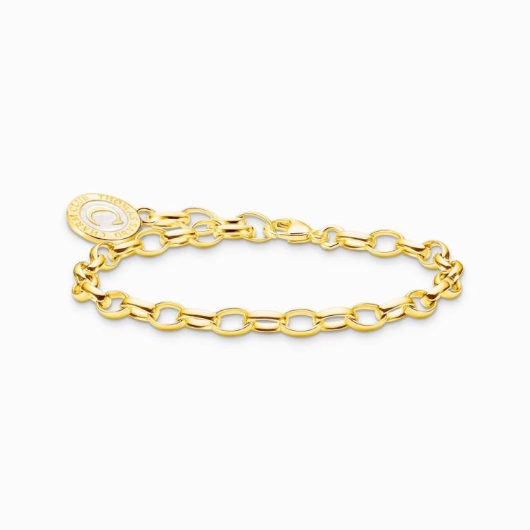 Thomas Sabo Gold Plated Sterling Silver Charmista Member Charm Bracelet with White Coin - 15cm
