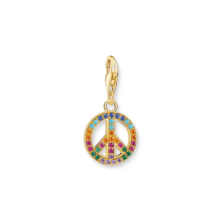 Thomas Sabo Gold Plated Sterling Silver Colourful Peace Charm - Silver