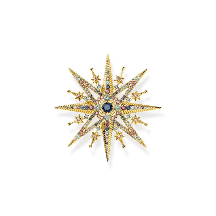 Thomas Sabo Gold Plated Sterling Silver Colourful Star Brooch - Silver