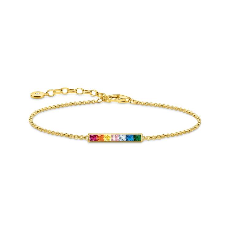 Thomas Sabo Gold Plated Sterling Silver Colourful Stone Bracelet - Silver