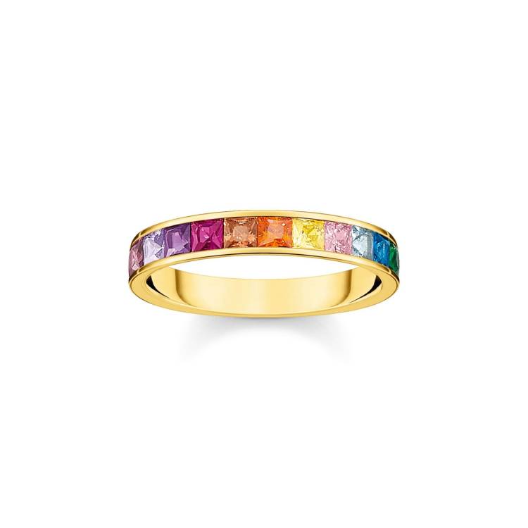 Thomas Sabo Gold Plated Sterling Silver Colourful Stones Ring - 62