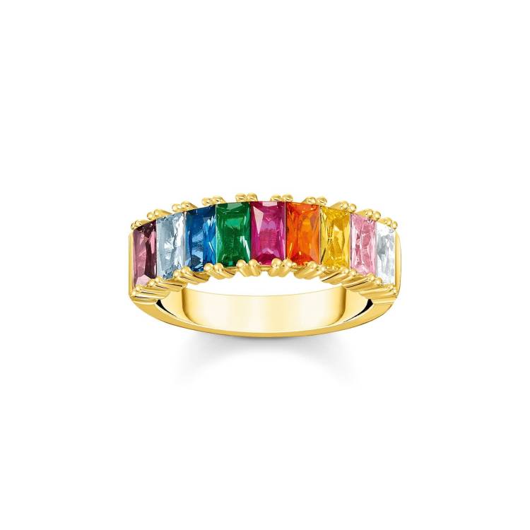 Thomas Sabo Gold Plated Sterling Silver Colourful Stones Ring - 48