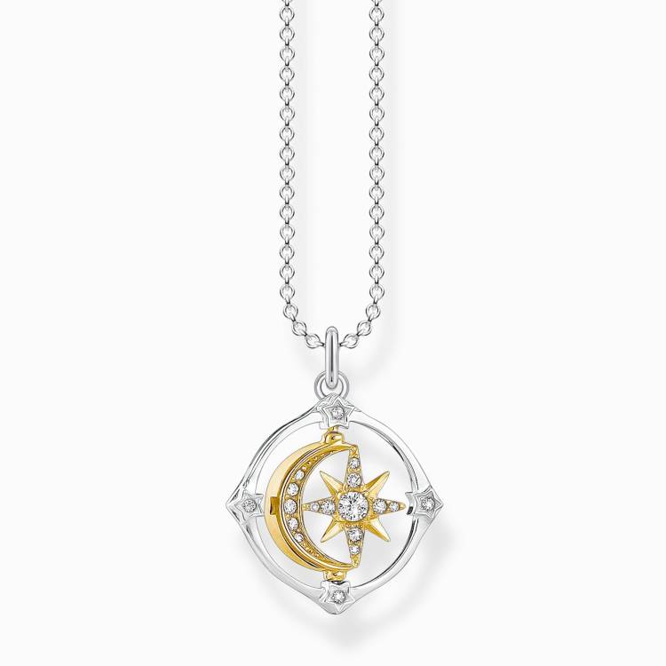 Thomas Sabo Sterling Silver Moveable Moon and Star Necklace - Silver