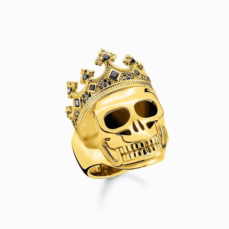 Thomas Sabo Gold Plated Sterling Silver Skull Crown Ring - 62