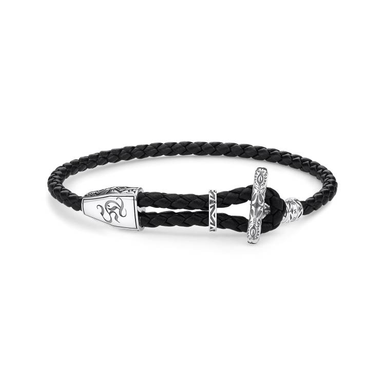 Thomas Sabo Rebel At Heart Sterling Silver Black Ornament Braided Bracelet