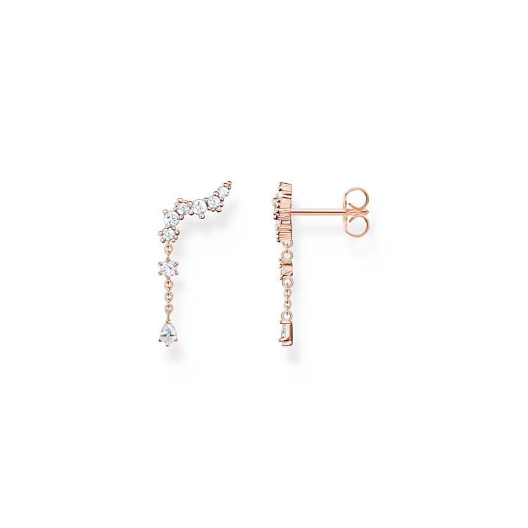 Thomas Sabo Rose Gold Plated Sterling Silver Ice Crystal Ear Climber Earrings - Silver