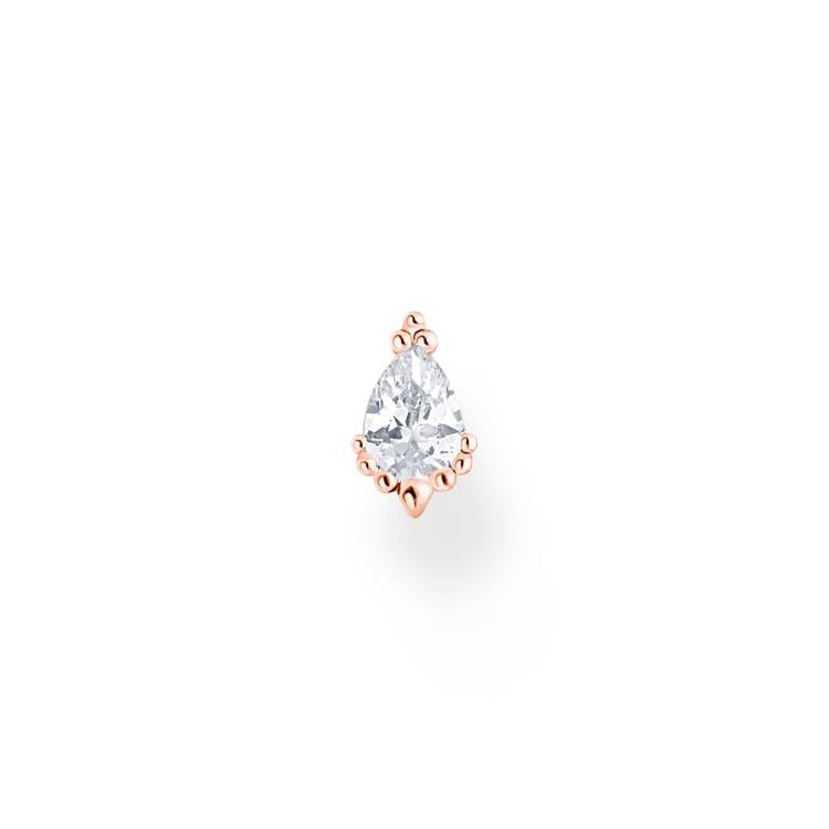 Thomas Sabo Rose Gold Plated Sterling Silver Ice Crystal Single Stud Earring - Silver