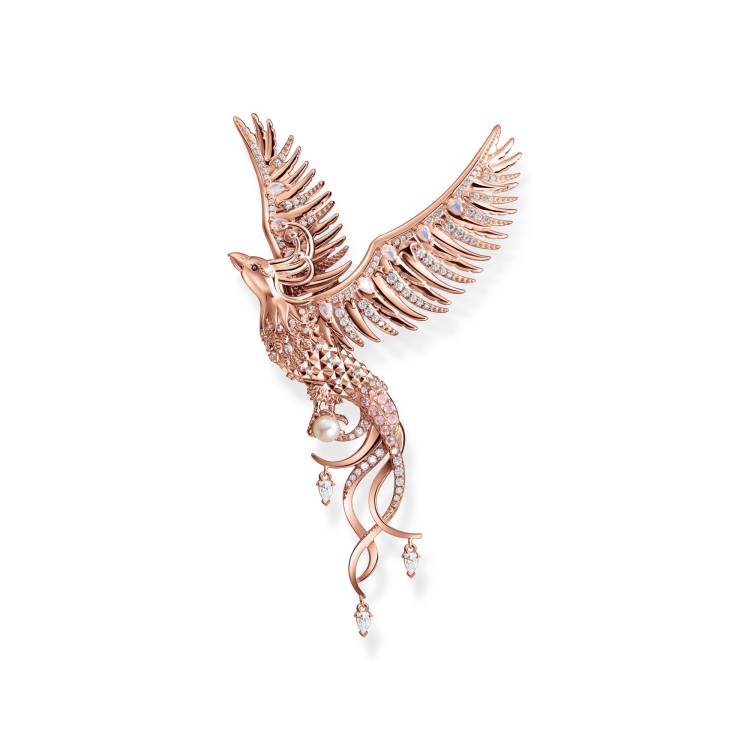 Thomas Sabo Rose Gold Plated Sterling Silver Phoenix Pink Stones Pendant - Silver