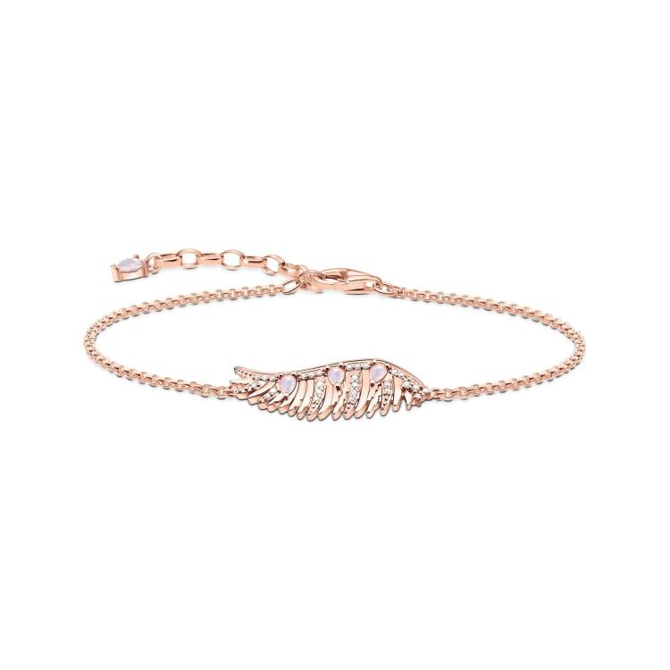 Thomas Sabo Rose Gold Plated Sterling Silver Phoenix Wing Pink Stones Bracelet - Silver