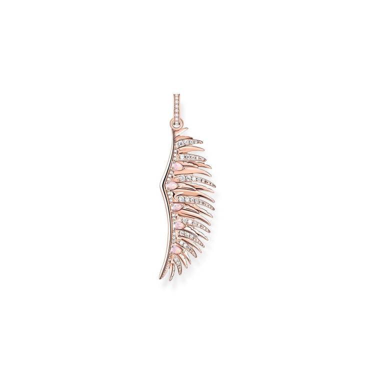 Thomas Sabo Rose Gold Plated Sterling Silver Phoenix Wing Pink Stones Pendant - Silver