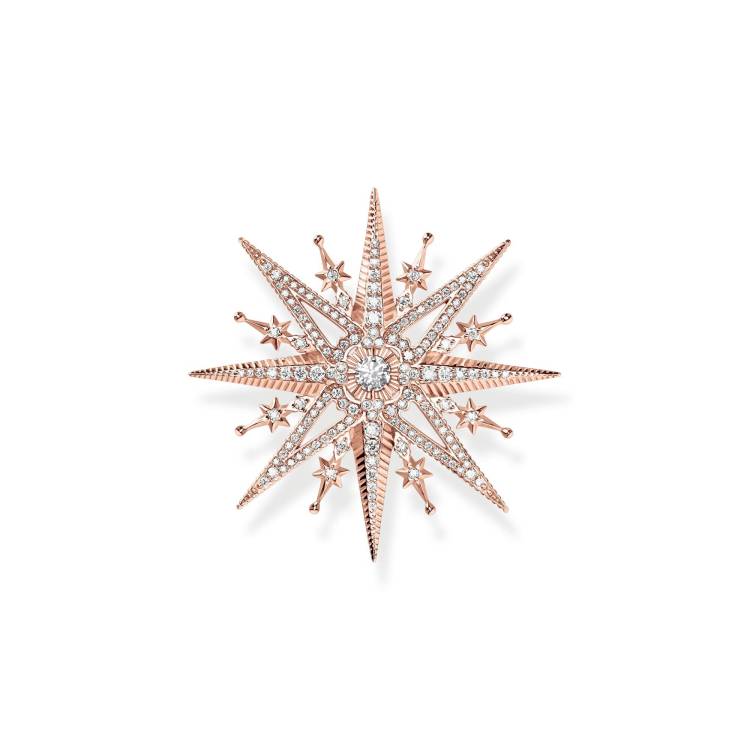 Thomas Sabo Rose Gold Plated Sterling Silver Pink Star Brooch - Silver