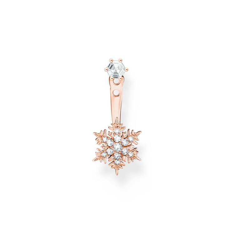 Thomas Sabo Rose Gold Plated Sterling Silver Snowflake Single Stud Earring - Silver