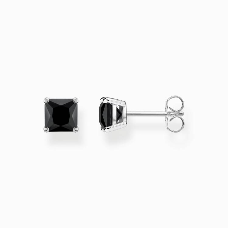 Thomas Sabo Sterling Black Stone Stud Earrings - Silver