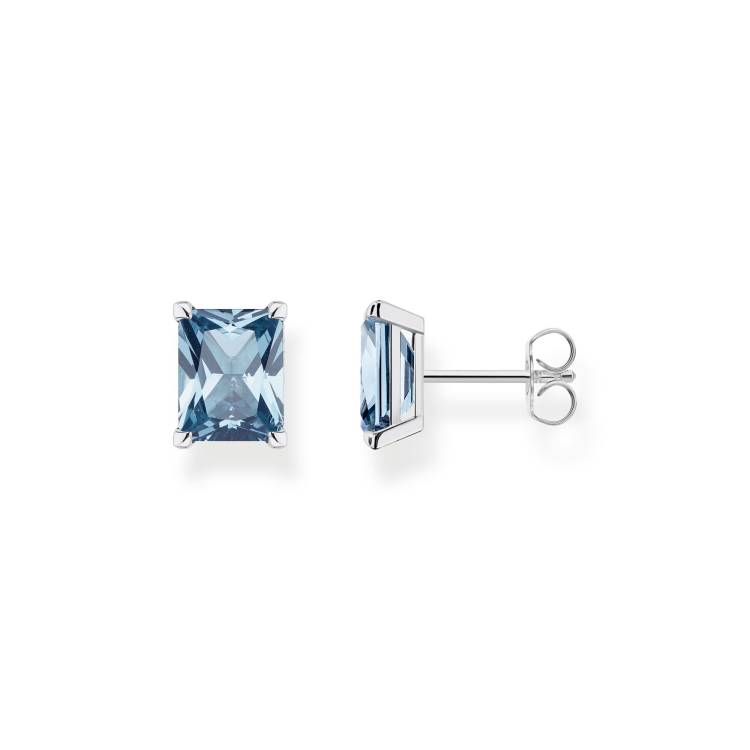 Thomas Sabo Sterling Silver Blue Stone Stud Earrings - Silver