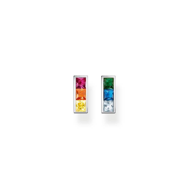 Thomas Sabo Sterling Silver Colourful Stone Stud Earrings - Silver