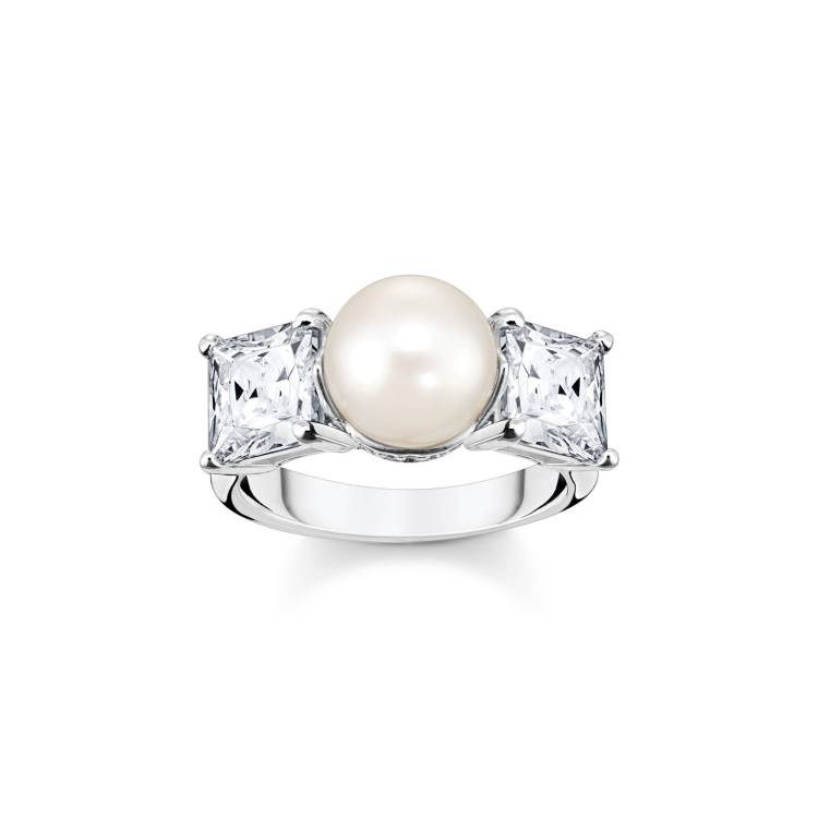 Thomas Sabo Sterling Silver Freshwater Pearl White Stone Ring - 58