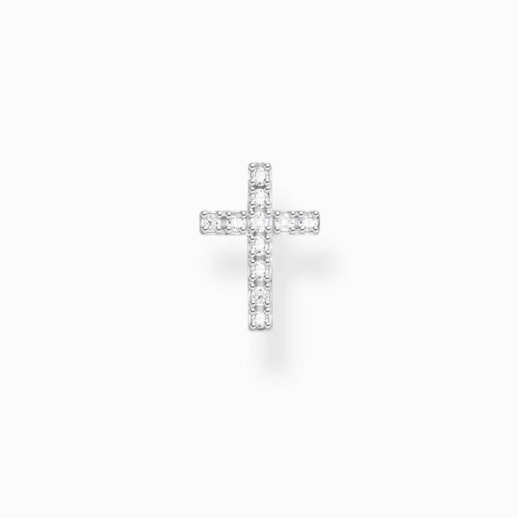 Thomas Sabo Sterling Silver Single Cross Stud Earrings - Silver